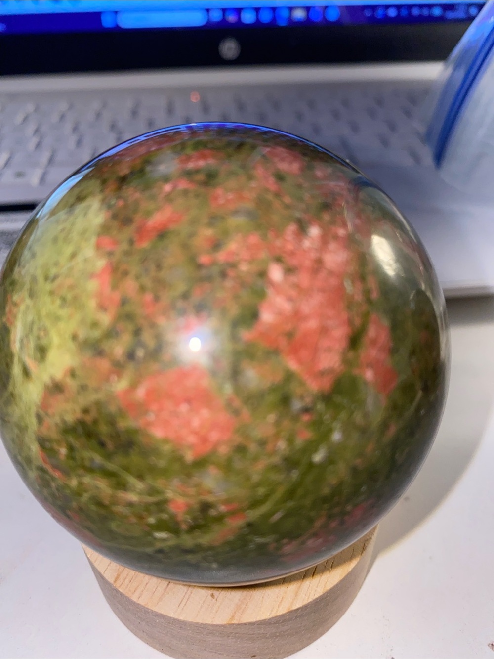 Unakite Polished Decorative Sphere in Green and Pink